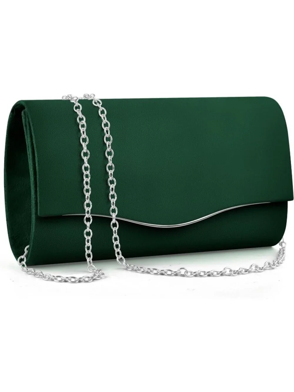 Women's Dark Green Suede Envelope Clutch Purse Formal Evening Wedding Party Bag
